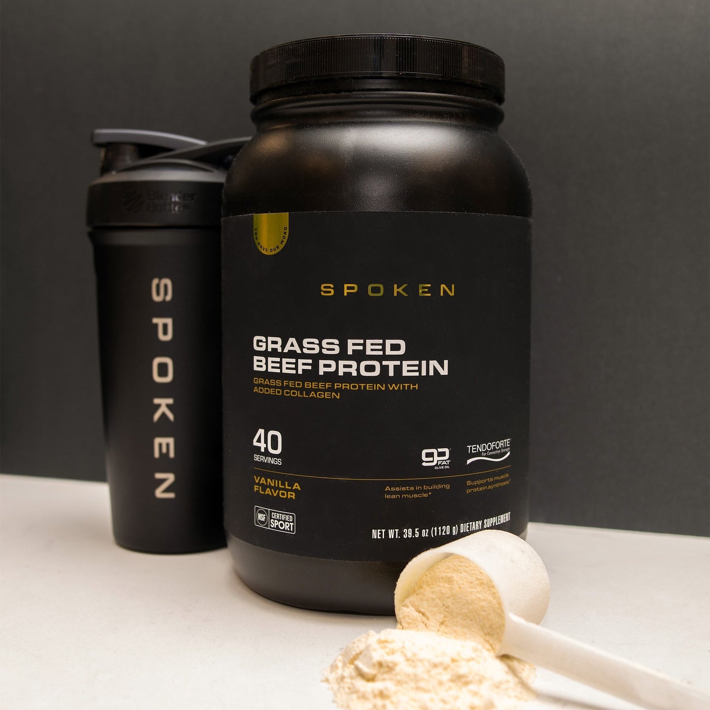 Spoken Grass Fed Beef Protein Vanilla 39.5oz