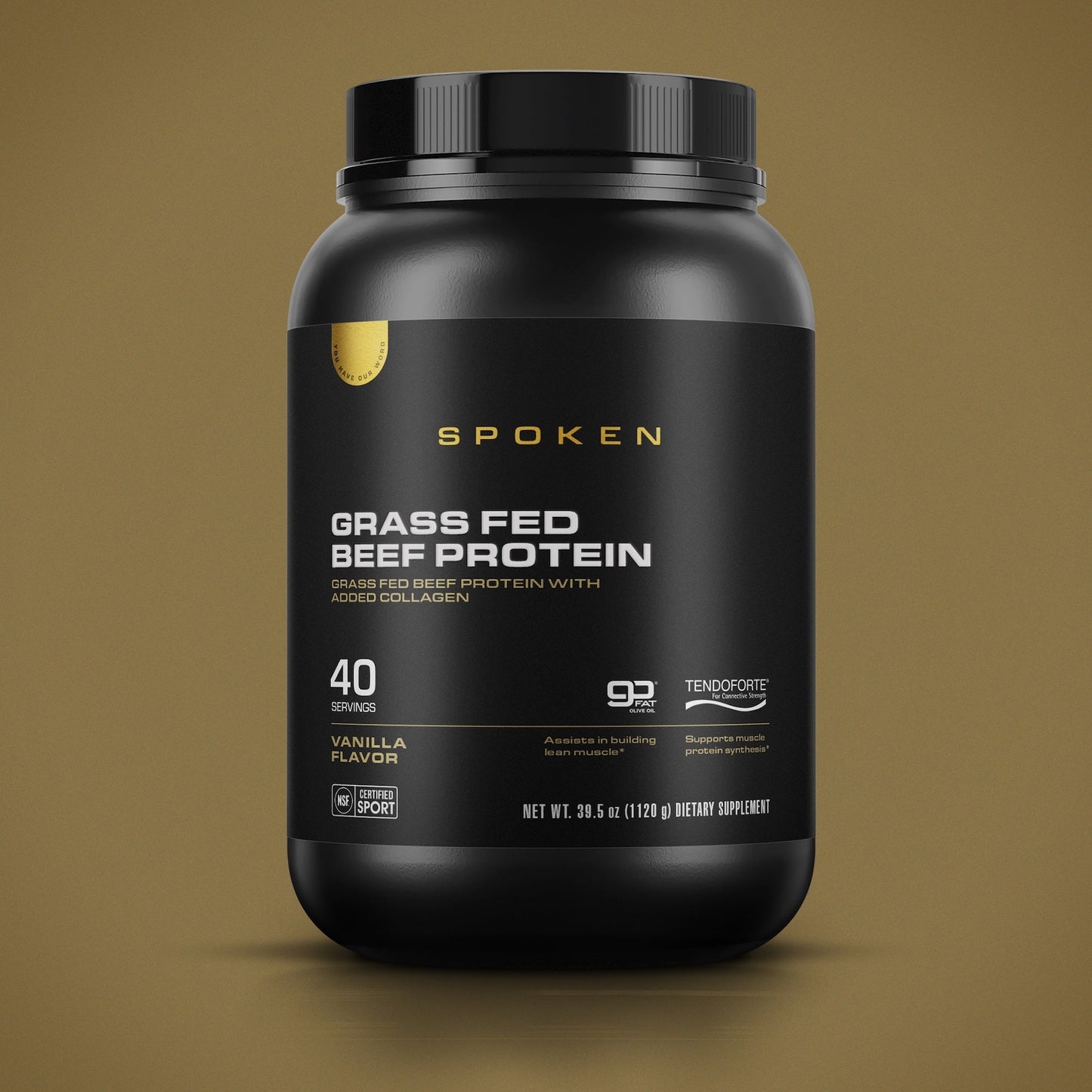 Spoken Grass Fed Beef Protein Vanilla 39.5oz
