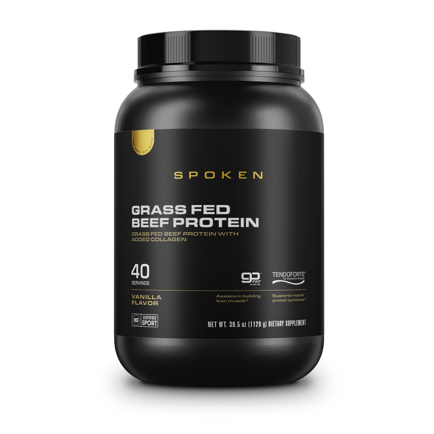 Spoken Grass Fed Beef Protein Vanilla 39.5oz